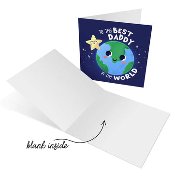 Best Dad in The World Birthday Card - Open with Blank Inside