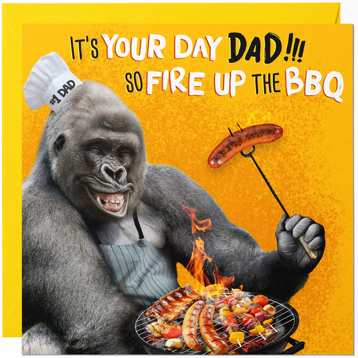 Gorilla BBQ Dad Birthday Card