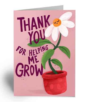 teacher thank you card with flower