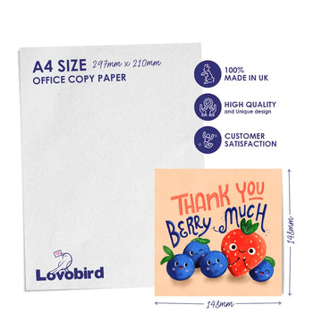 thank you berry much card for nursery, size charts