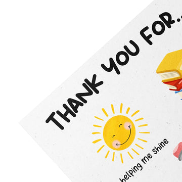 teacher thank you card, corner zoom