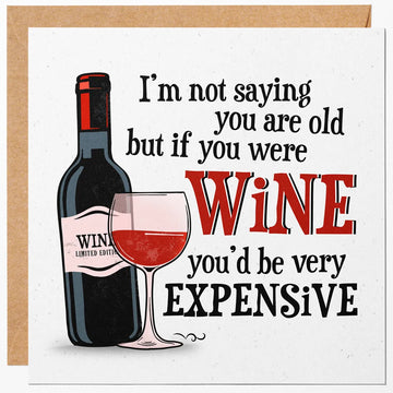 funny wine birthday card, front